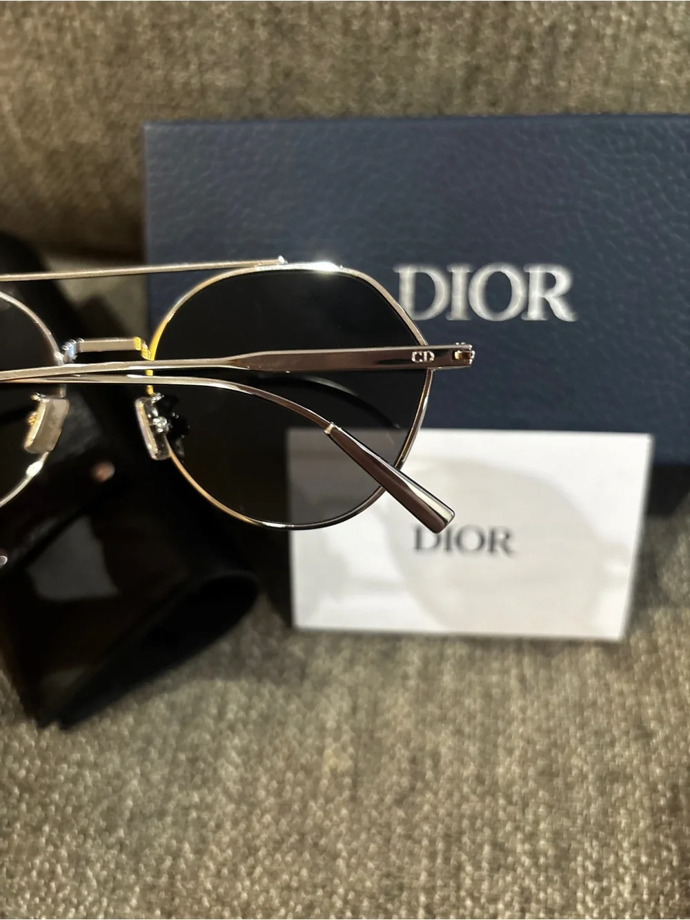 Christian Dior Round Sunglasses in Black and Silver frames